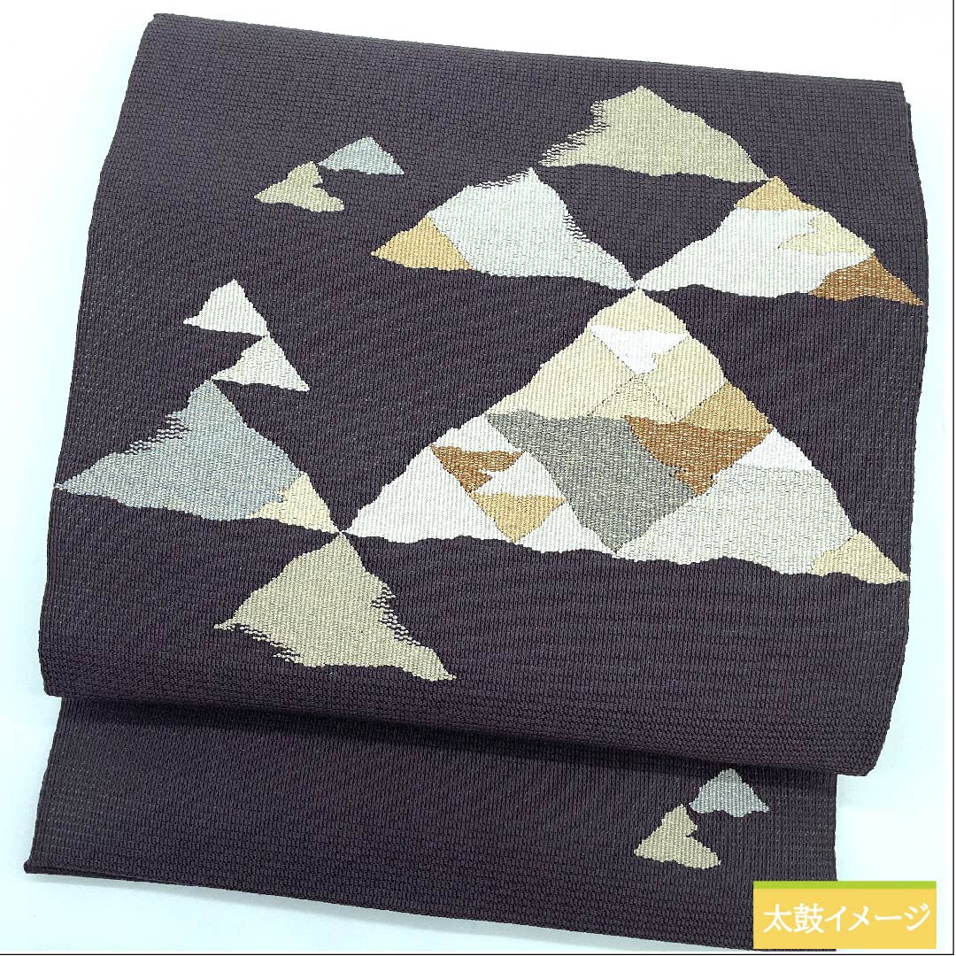 名古屋帯 爪搔き綴れ 井筒屋瀬平 深滅紫色 鱗 帯丈396cm 正絹 Sランク ポイント柄 カジュアル グレー系 1124005822322 松葉仕立て