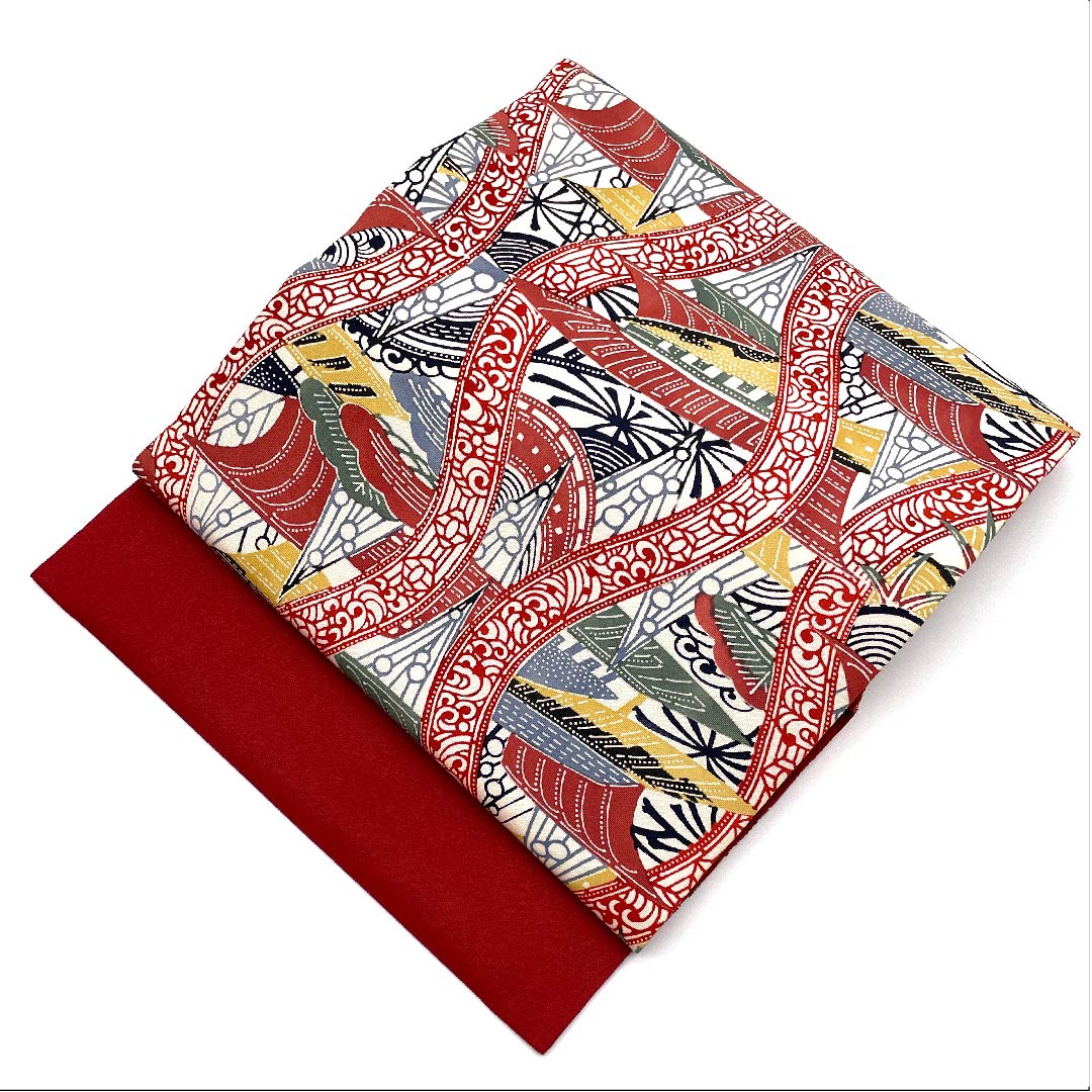 名古屋帯 茜色 型染 京紅型 抽象模様 帯丈350cm 正絹 Sランク 全通 カジュアル 赤系 1124003552312 名古屋仕立て