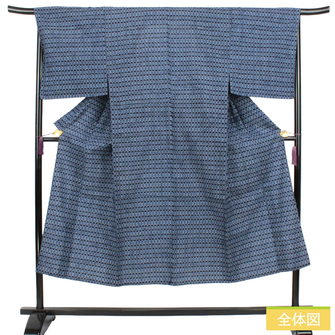 メンズ浴衣 木綿 Sランク 身丈144.5cm 裄丈69cm 濃紺色(のうこんいろ) 抽象模様 単衣 紺系 1138000562418