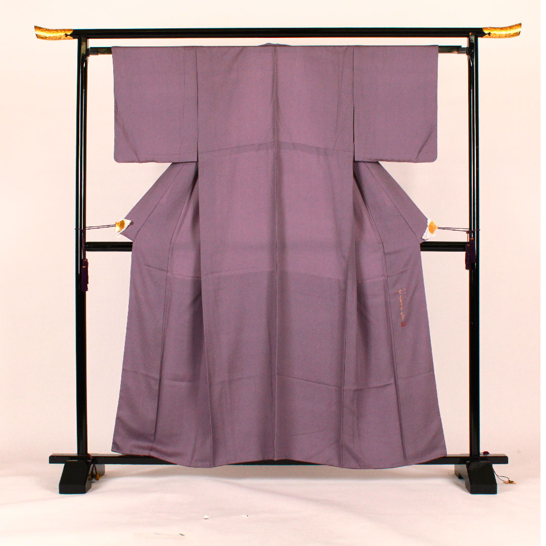 小紋 身丈158.5cm 裄丈62cm 単衣 江戸小紋 鮫柄 正絹 Sランク 紫系 1115001152320