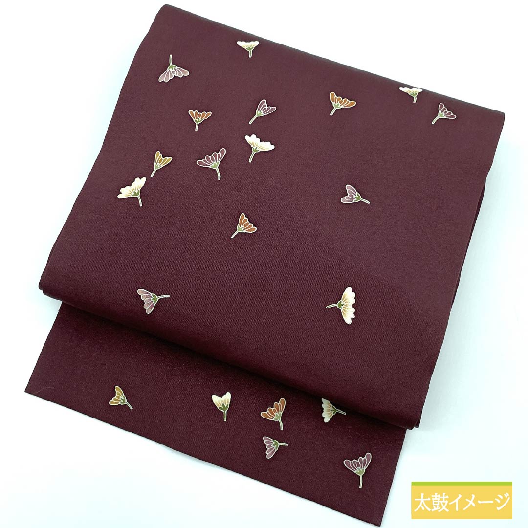 Nagoya Obi, pure silk, mokuranjikiro (Mokuranjikiro) dyed obi, small flowers, petals, obi length 357cm, S rank, point pattern, semi-formal, purple, 1124007172320, Nagoya style