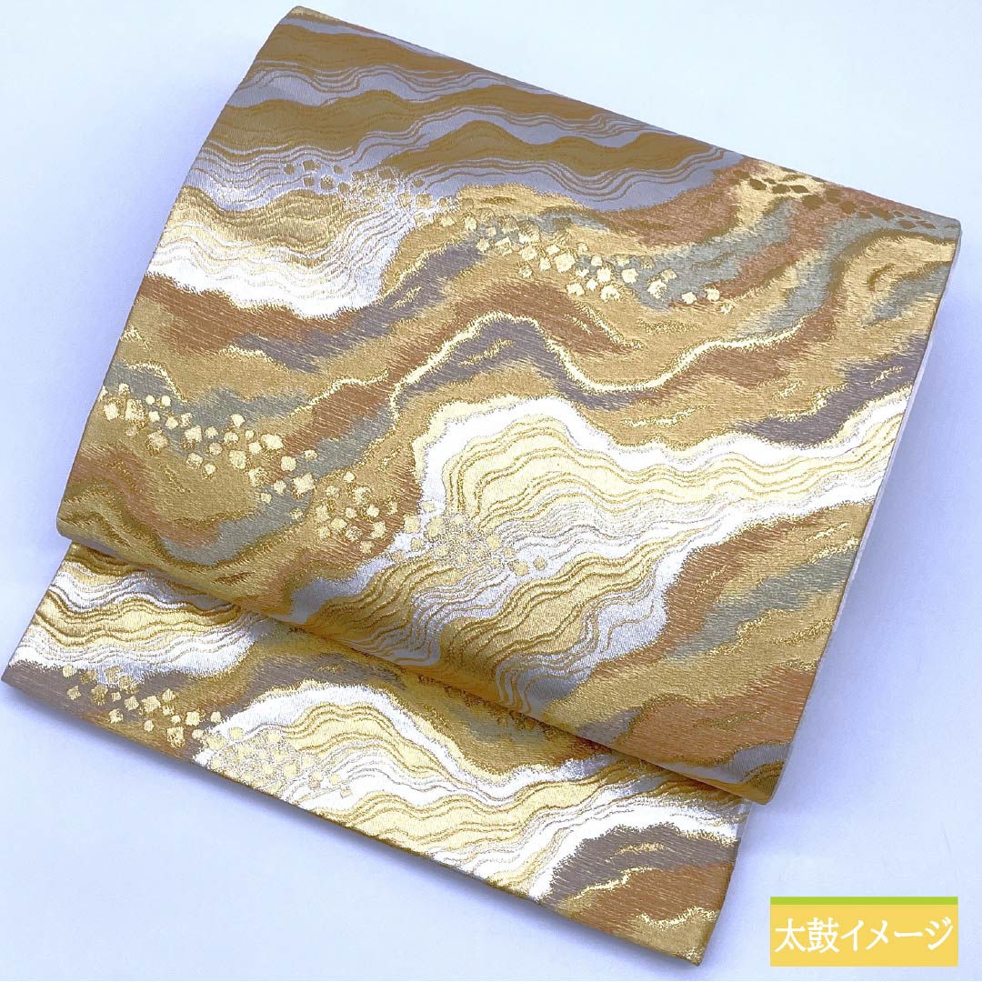 袋帯 正絹 Sランク 波紋様 留袖用 帯丈436cm 六通 フォーマル 銀系 1123015972322