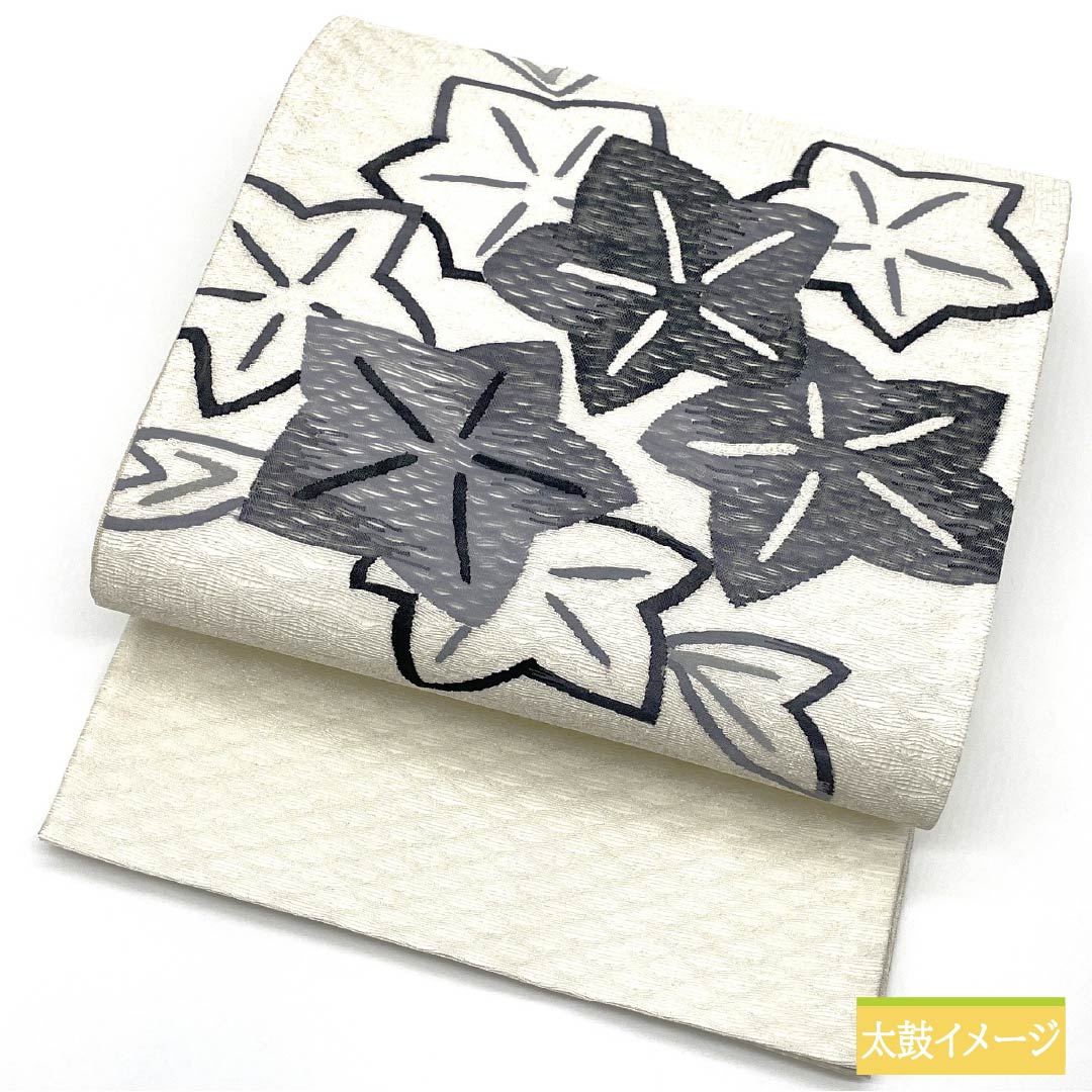 袋帯 正絹 桔梗 夏帯 帯丈444cm Sランク ポイント柄 カジュアル 白系 1123014662311