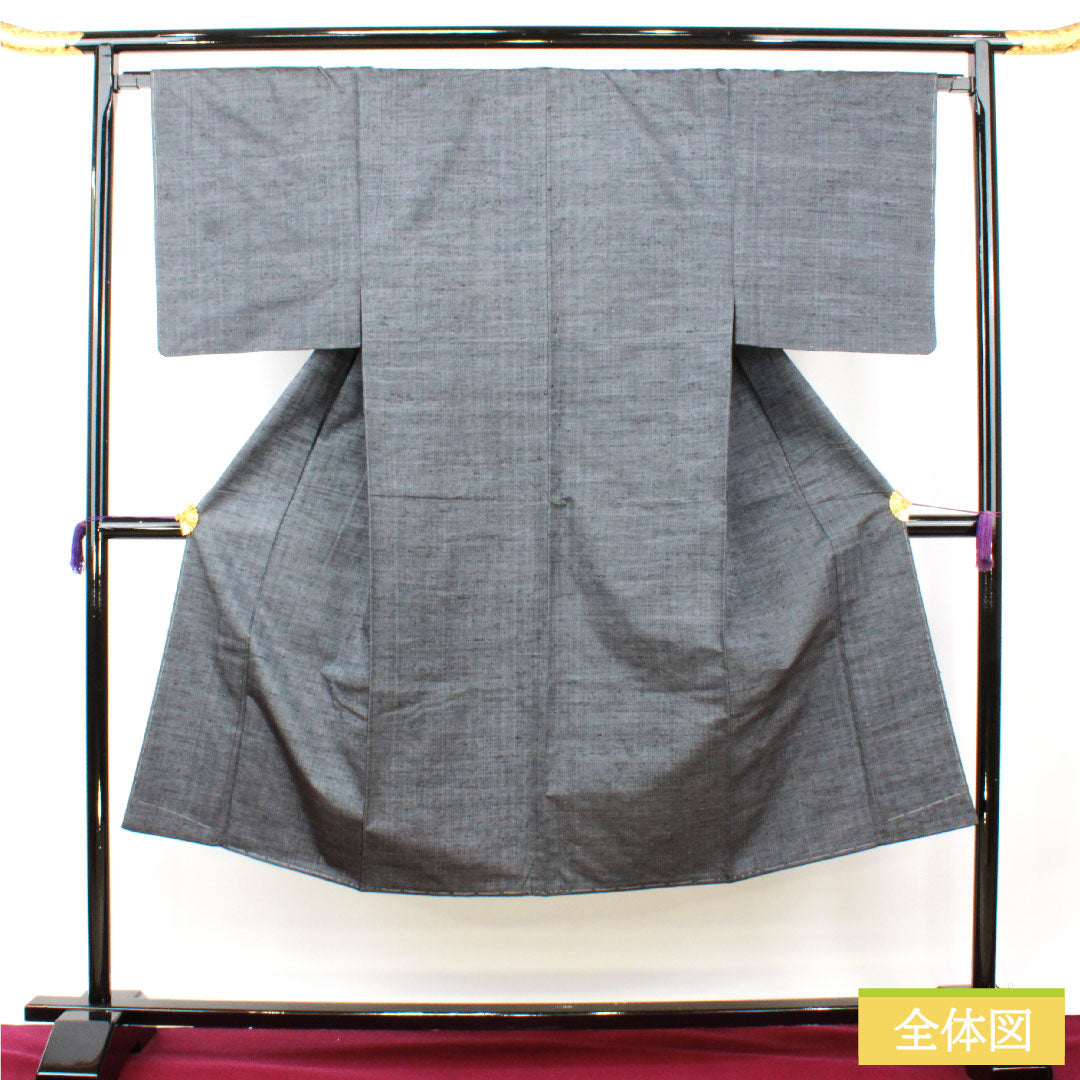 男物 正絹 身丈137.5cm 裄丈66cm むすび織 着物単品 しつけ糸付き 未使用品 Sランク 袷 グレー系 1119000782322