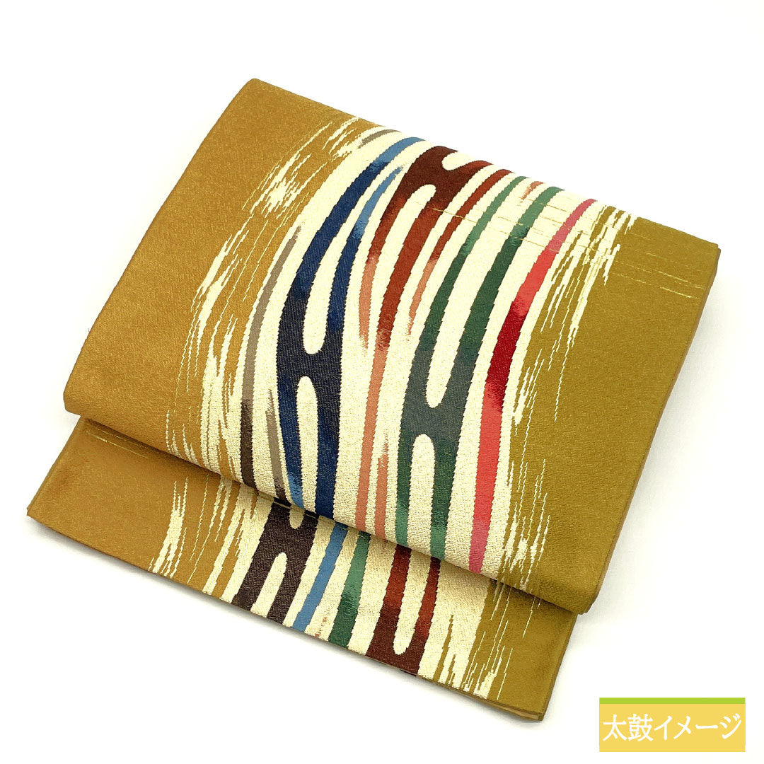 リサイクル着物】袋帯 正絹 Sランク 白綾苑大庭 西陣織 抽象模様 帯丈