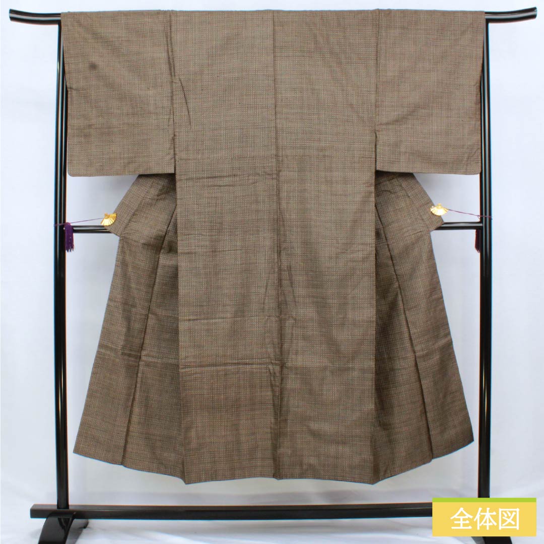 男物 正絹 Sランク 身丈143cm 裄丈63.5cm 憲房色(けんぼういろ) 大島紬 袷 茶系 1119001162414