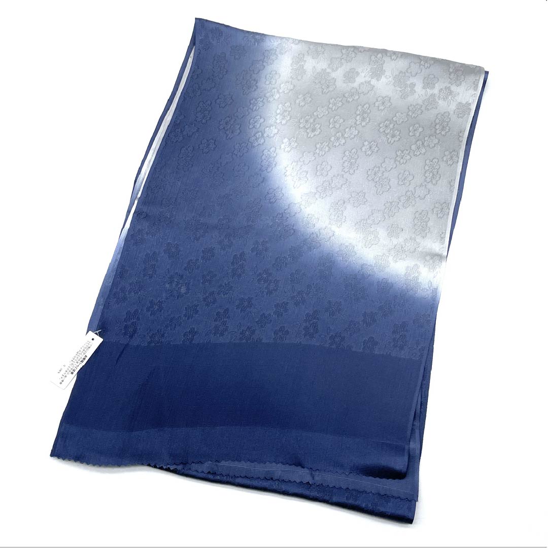 帯揚げ 正絹 Sランク セミフォーマル 瞑色(めいしょく) 桜 長さ約178cm 幅約28cm 青系 1136004102917