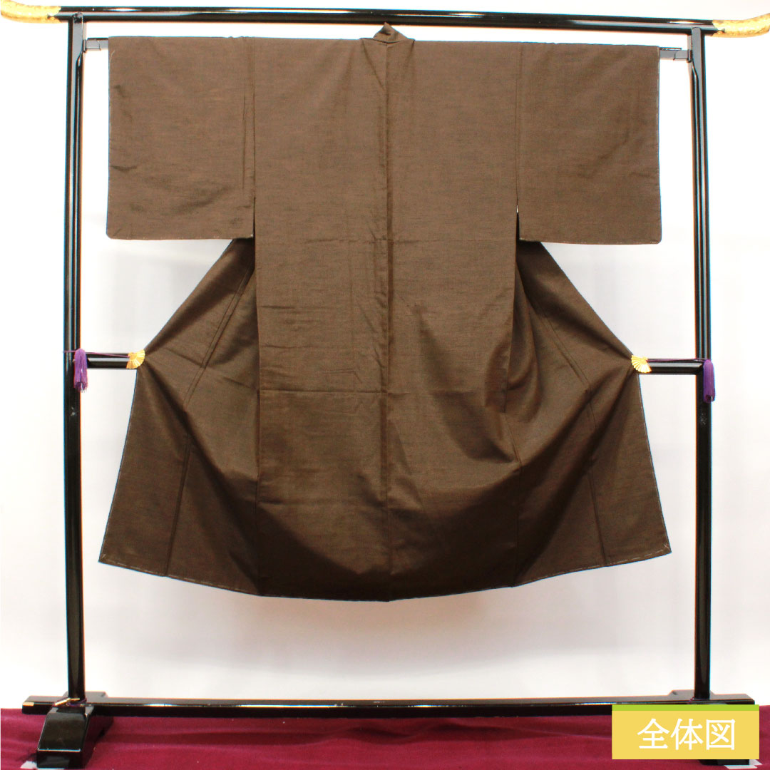 男物 正絹 身丈135cm 裄丈66cm 憲房色 しつけ糸付き 未使用品 Sランク 袷 茶系 1119000692314