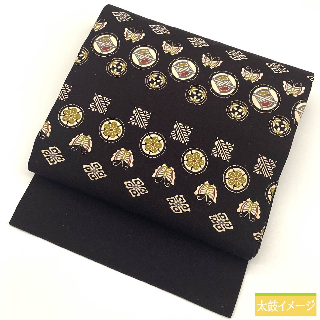 リサイクル着物】名古屋帯 正絹 Sランク 臙脂墨色（えんじずみ