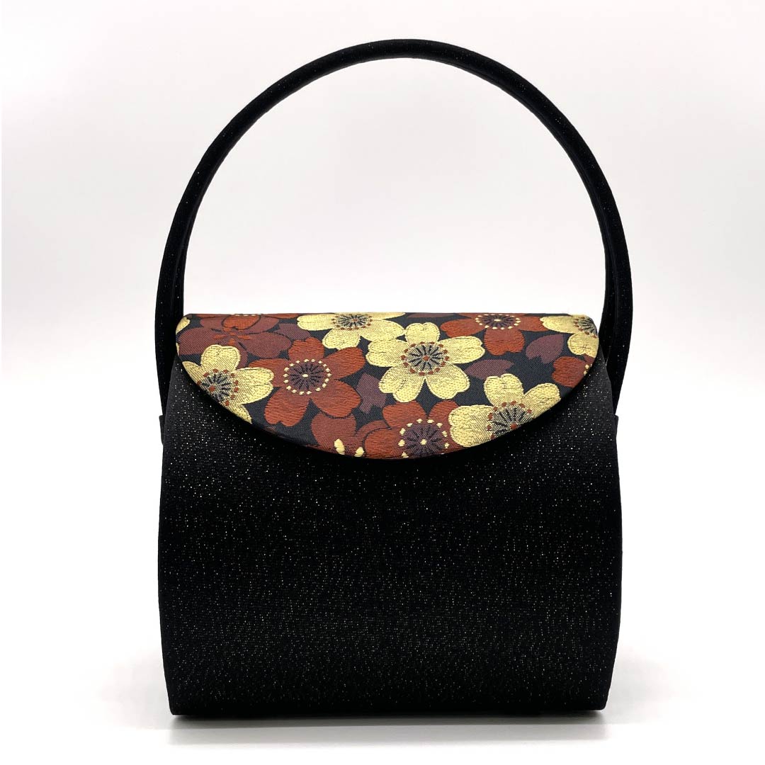 和装バック フォーマル 黒色(くろいろ) 振袖用 桜 キラキラ 黒系 Sランク 113900050210
