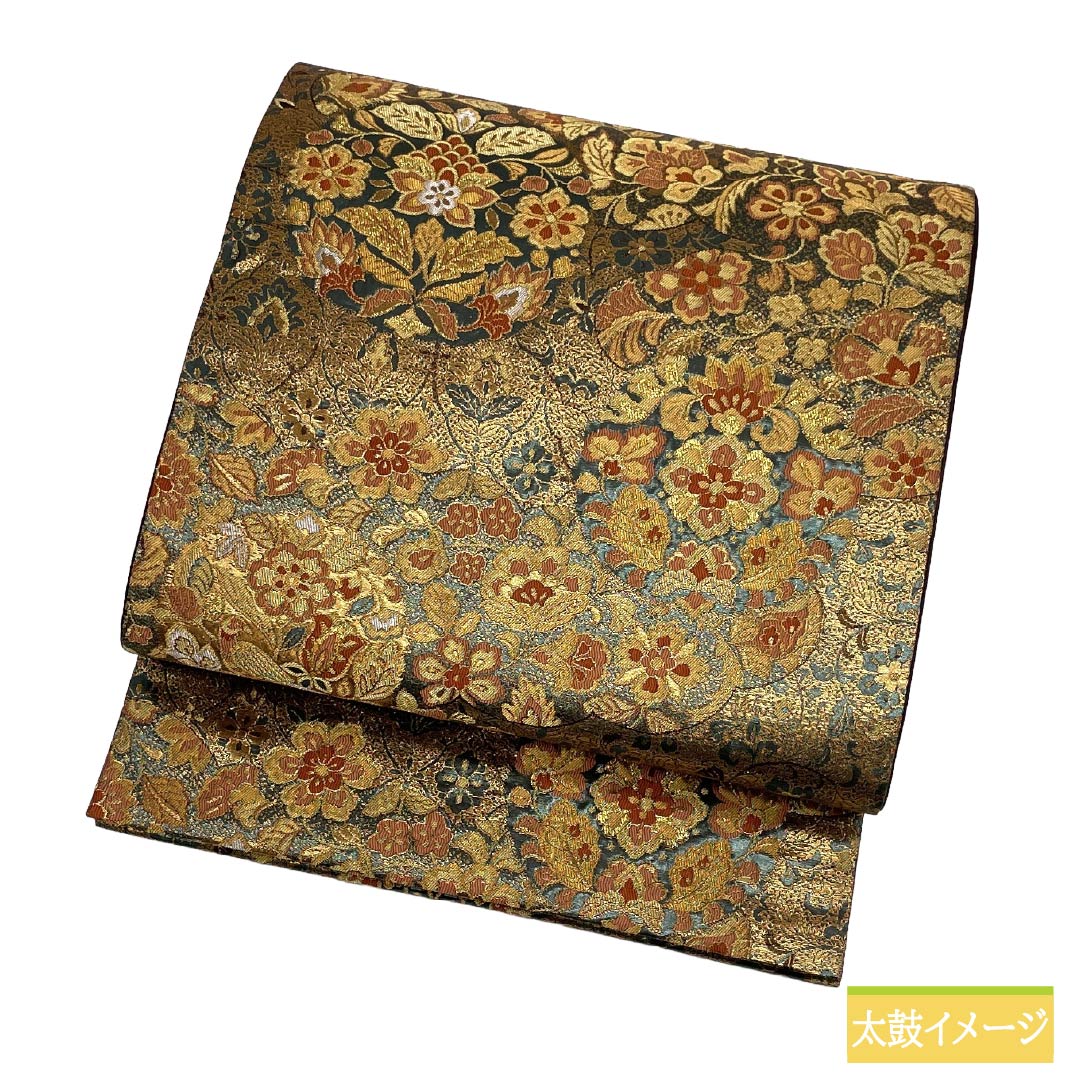 袋帯 正絹 Aランク 金色(きんいろ) 引箔 留袖用 更紗模様 古代彫金紋 帯丈424cm 六通 フォーマル 金系 1123018583321