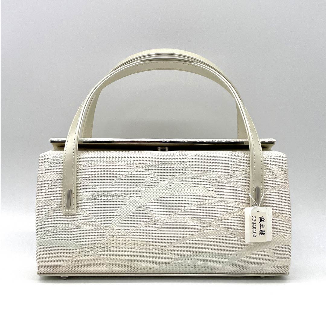 (新古品)和装バッグ フォーマル NEWランク 博多織 大倉織物 露芝 利休バッグ 白系 113900079111