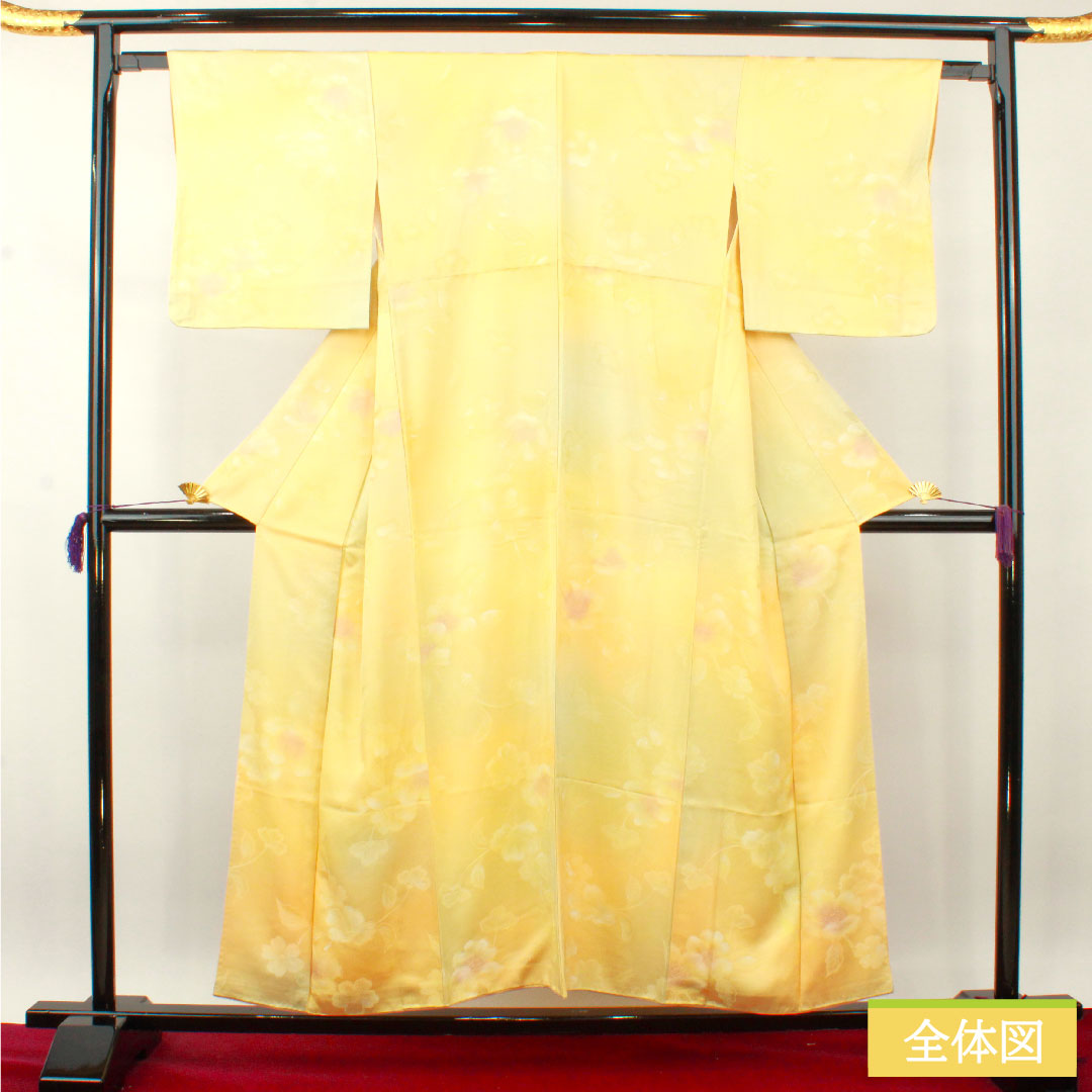 小紋 正絹 身丈153.5cm 裄丈63cm 袷 ボカシ染 花模様 Sランク グラデーション系 1115004032299