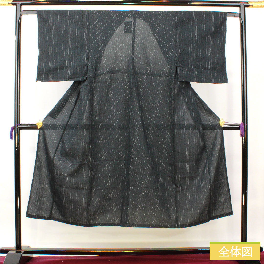 浴衣 身丈149.5cm 裄丈62.5cm S 絞り浴衣 幾何学 紺色 綿 名品 中古  