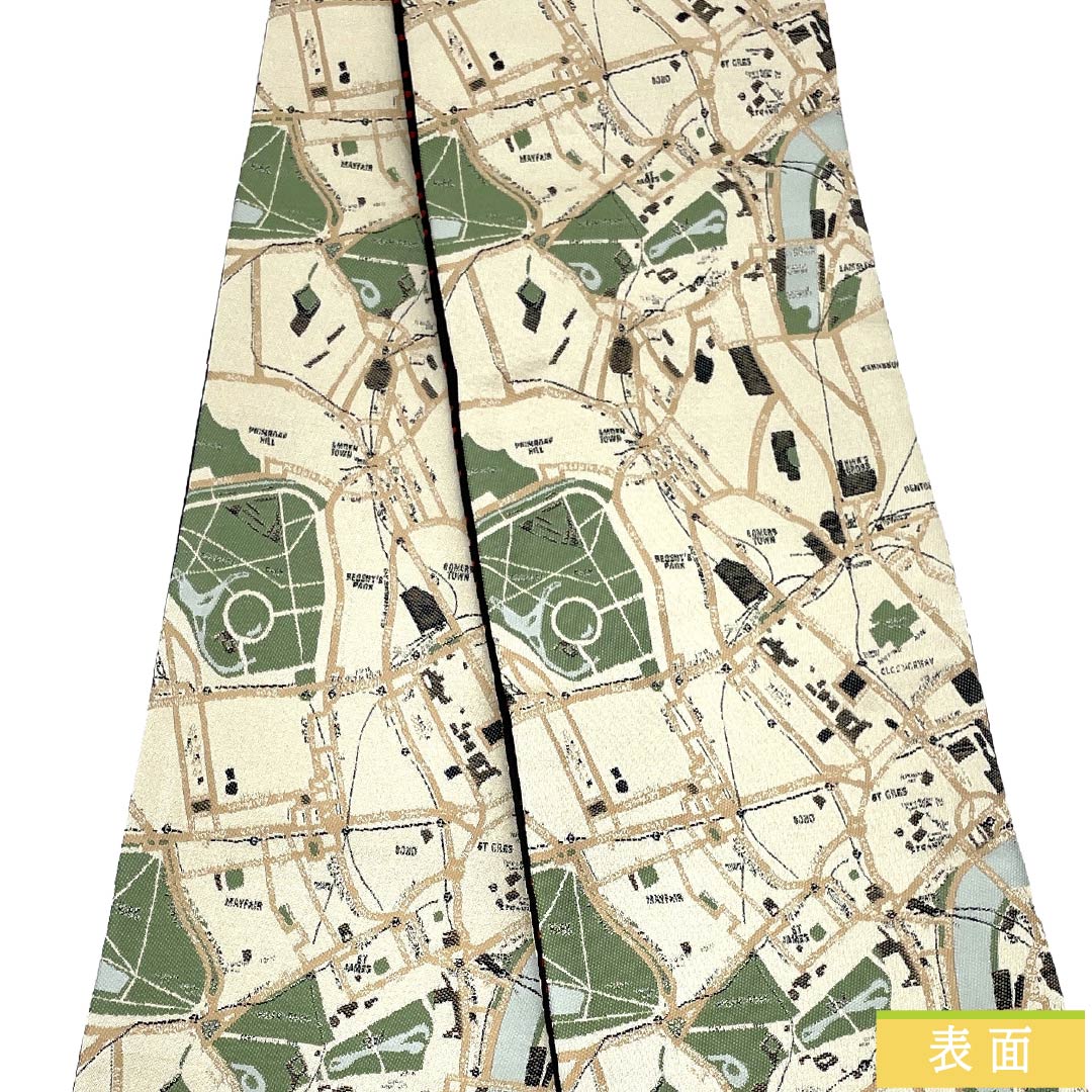 半幅帯 ポリエステル Sランク 生成り色(きなりいろ) 黒色(くろいろ) リバーシブル 地図 ドット柄 帯丈396cm マルチカラー 1125005312328