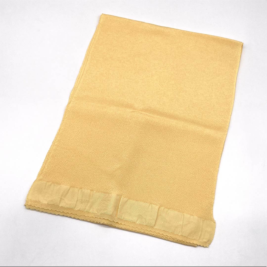 帯揚げ 正絹 Sランク カジュアル 薄柑子色(うすこうじいろ) ちりめん 無地 長さ約174cm 幅約28cm 黄系 1136004532923