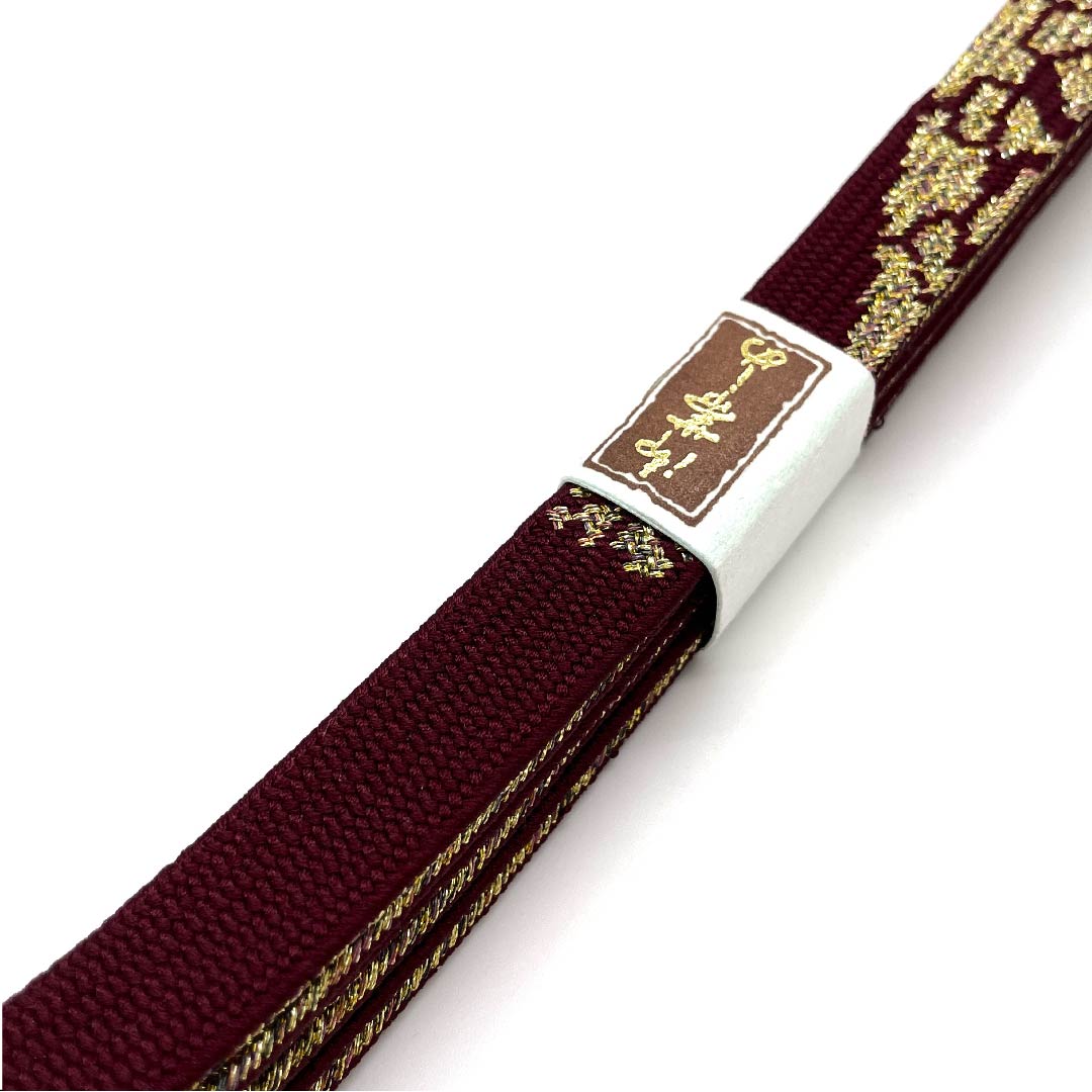 (新古品) 帯締め 正絹 四分紐 臙脂色(えんじいろ) 金属糸使用 新古品 長さ約159cm 幅約1.5cm セミフォーマル Sランク 紫系 1135002152320