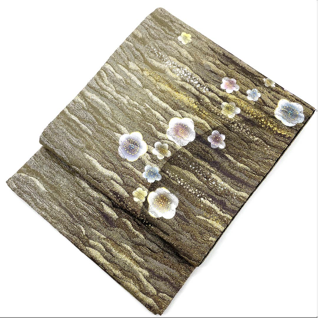 袋帯 梅 輪奈織 帯丈467cm 正絹 Aランク 六通 セミフォーマル グラデーション系 1123006943499