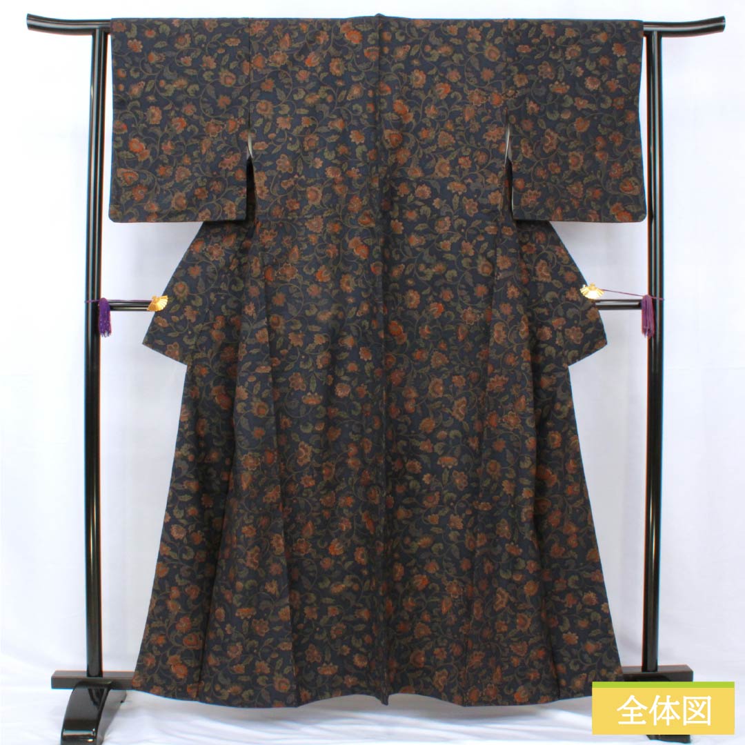 訪問着 身丈157.5cm 裄丈63cm S 袷 落款あり 稲穂 雀 灰色 正絹 美品  