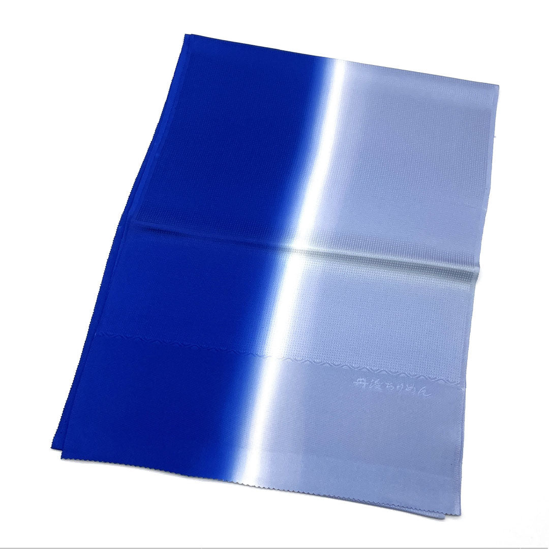 (Like new) Silk Obiage (Sash) - New Rank, Semi-Formal, Deep Bellflower Color (Koikikyoiro) and Light Indigo Color (Usuaiiro), Tango Chirimen, Long, Approximately 186cm Long, Approximately 32cm Wide, Blue, Item Number: 1136001421917
