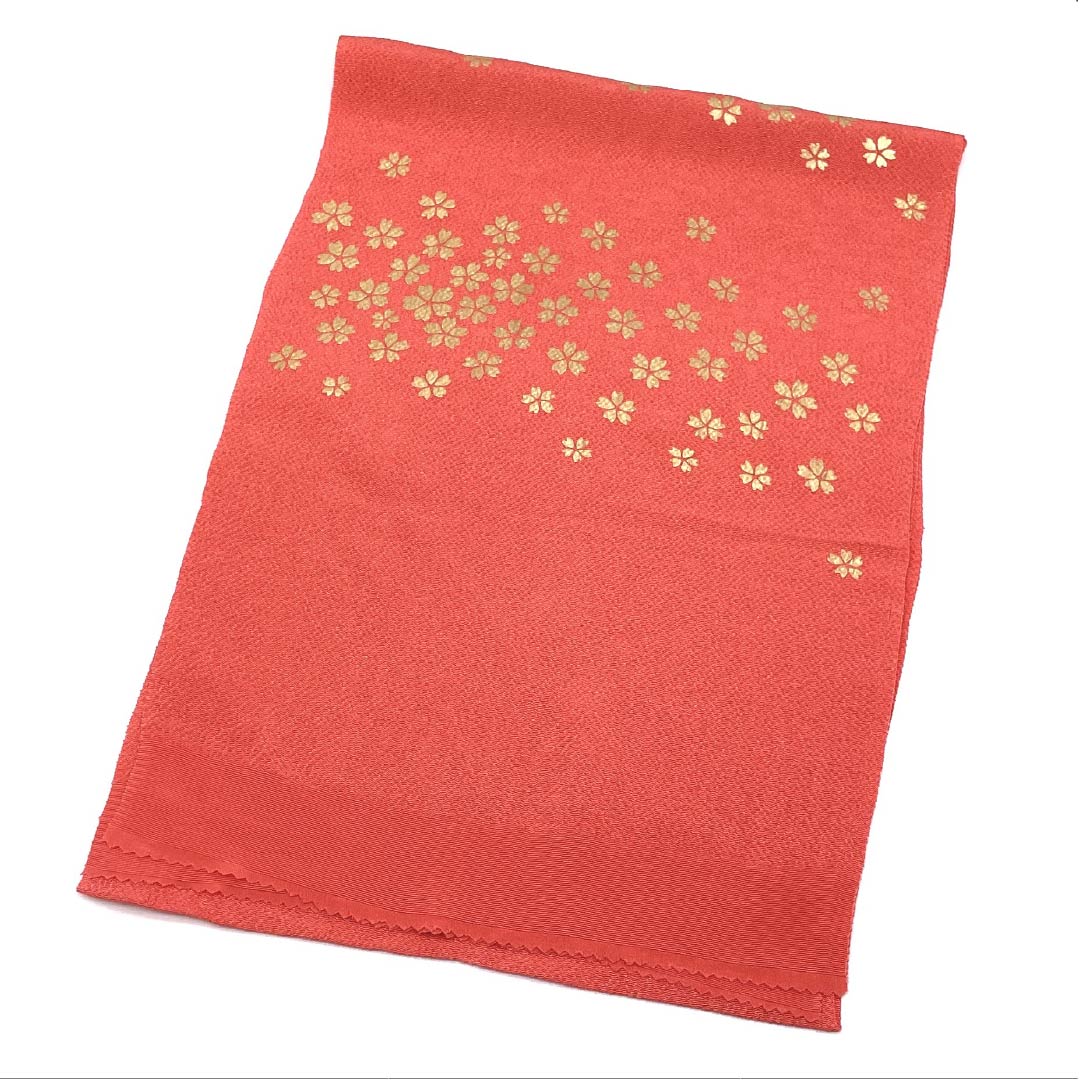 帯揚げ 正絹 Sランク セミフォーマル 梅重色(うめがさねいろ) 桜 長さ約168cm 幅約28.5cm ピンク系 1136004072913