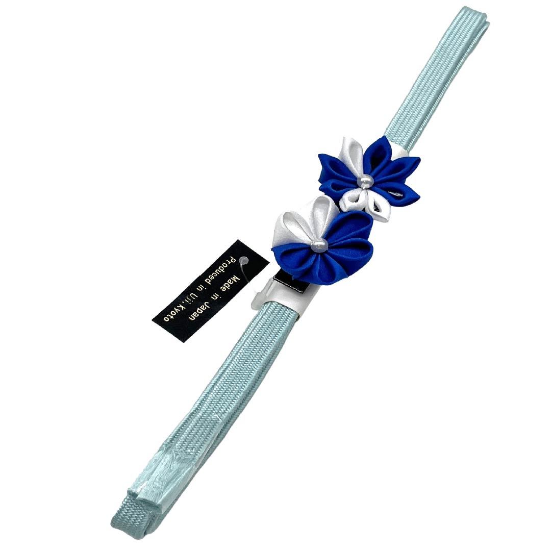 (新品)帯締め 正絹 NEWランク 三分紐 砧青磁色(きぬたせいじいろ) 帯留め付き つまみ細工 日本製 長さ約135cm 幅約0.8cm カジュアル 水色系 1135006551324