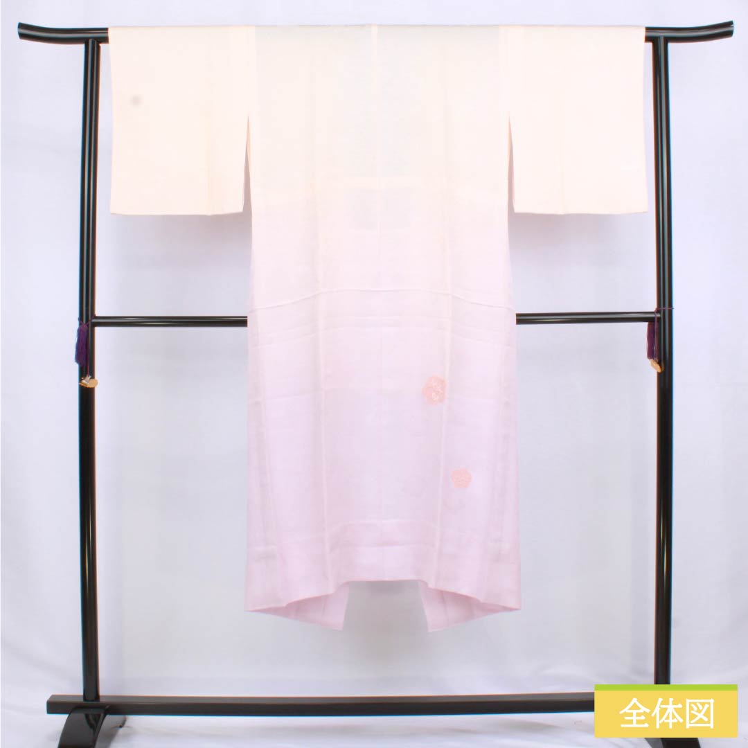 長襦袢 正絹 Sランク 身丈125.5cm 裄丈61.5cm 単衣 乙女色(おとめいろ) 白藤色(しらふじいろ) ちりめん地 梅 グラデーション系 1129000812399