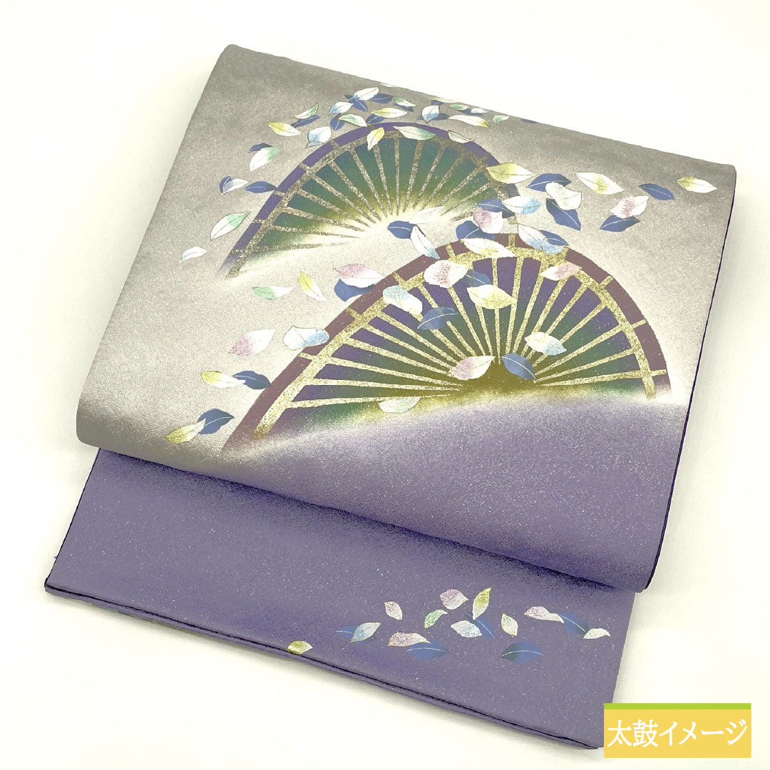 袋帯 正絹 Aランク 染め帯 傘 花びら 銀通し 帯丈448cm ポイント柄 セミフォーマル グラデーション系 1123017383399