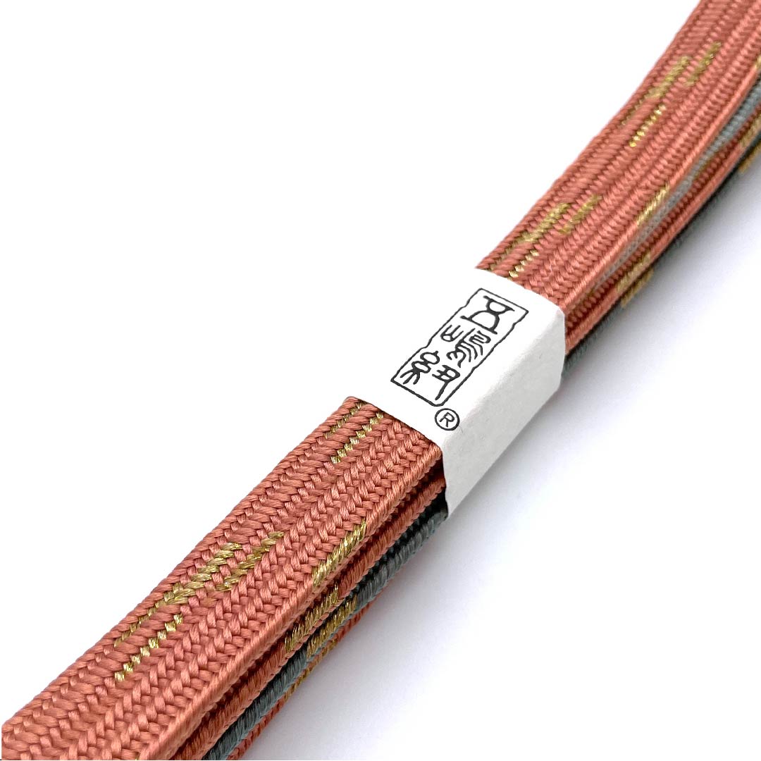 (新古品) 帯締め 正絹 四分紐 珊瑚色(さんごいろ) 朧花色(おぼろはないろ) 五嶋紐 江戸組紐 長さ約159cm 幅約1.5cm セミフォーマル Sランク ピンク系 1135002432313
