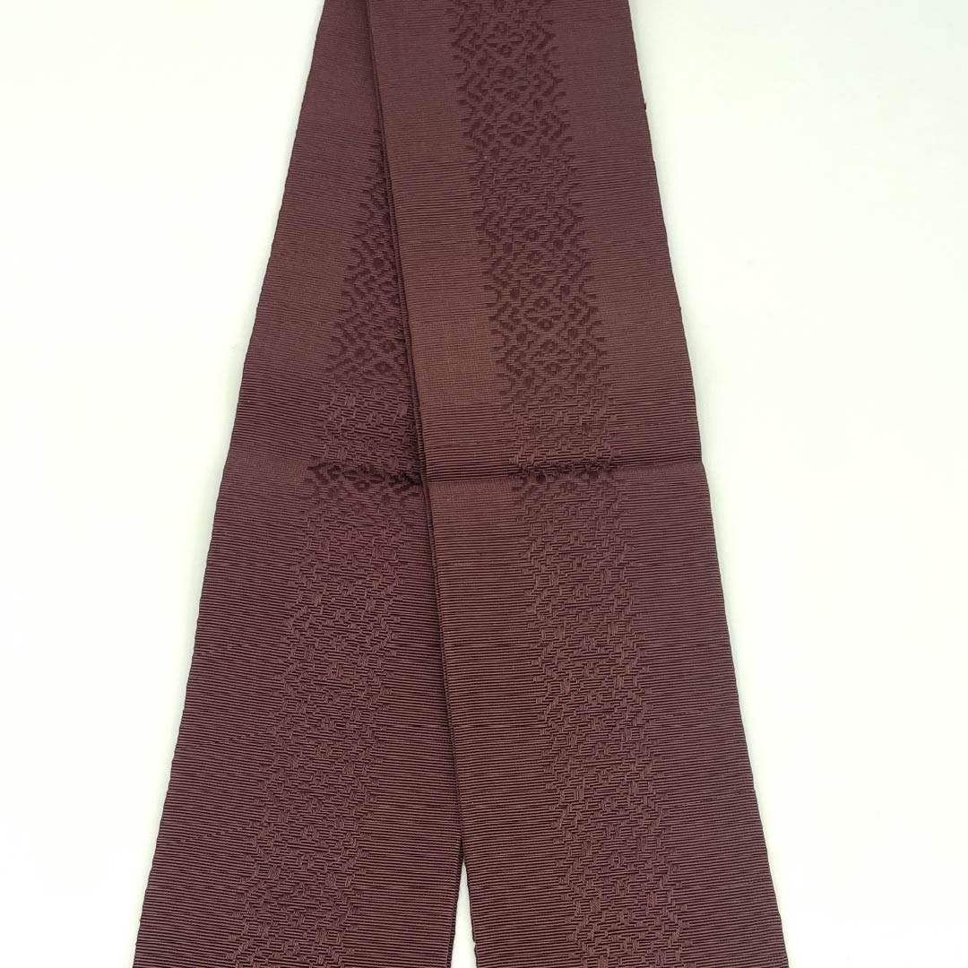 (未仕立)角帯 正絹 Sランク 紅檜皮色(べにひわだいろ) 古典柄 帯丈394cm 幅9.5cm 茶系 1134000522914