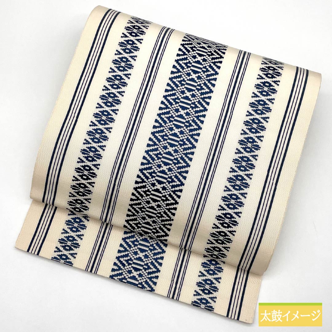 Nagoya obi, Tonokoiro (tonoko-iro), Hakata weave, Kenjo pattern, obi length 364cm, pure silk, S rank, full length, casual, white, 1124007222311, open style