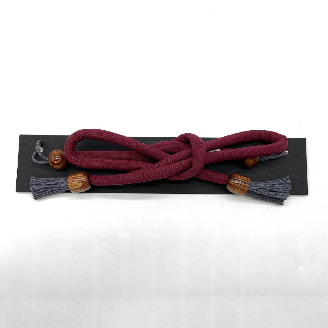 羽織紐 正絹 NEWランク カジュアル 深蘇芳色(ふかきすおういろ) 撚り房 もろ縄結び 蝶結び 丸ぐけ 紫系 1121000061920