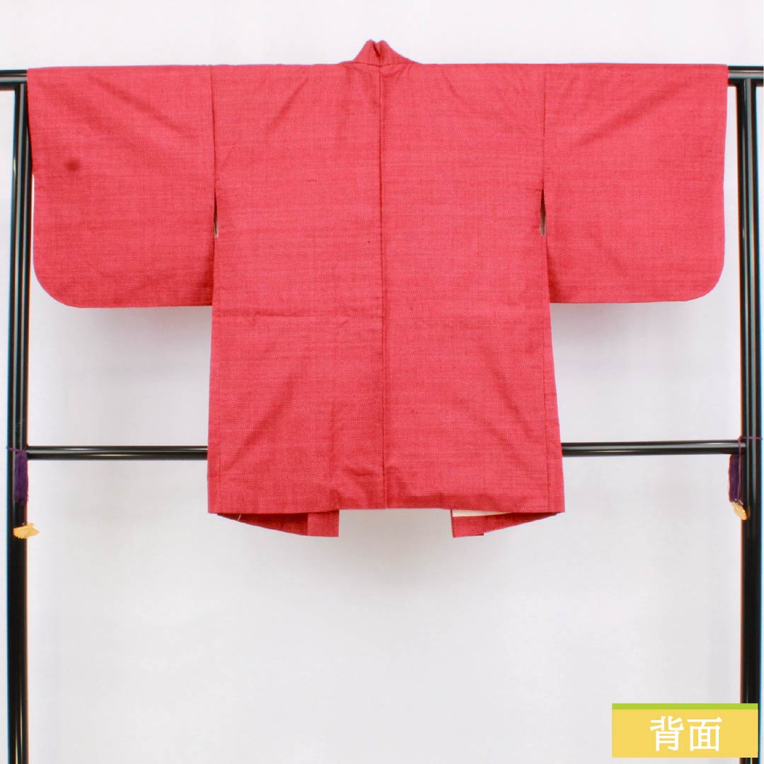 羽織 正絹 Aランク 身丈79cm 裄丈63.5cm 茜色(あかねいろ) 絣 紬地 羽織紐付き 袷 赤系 1117001283912