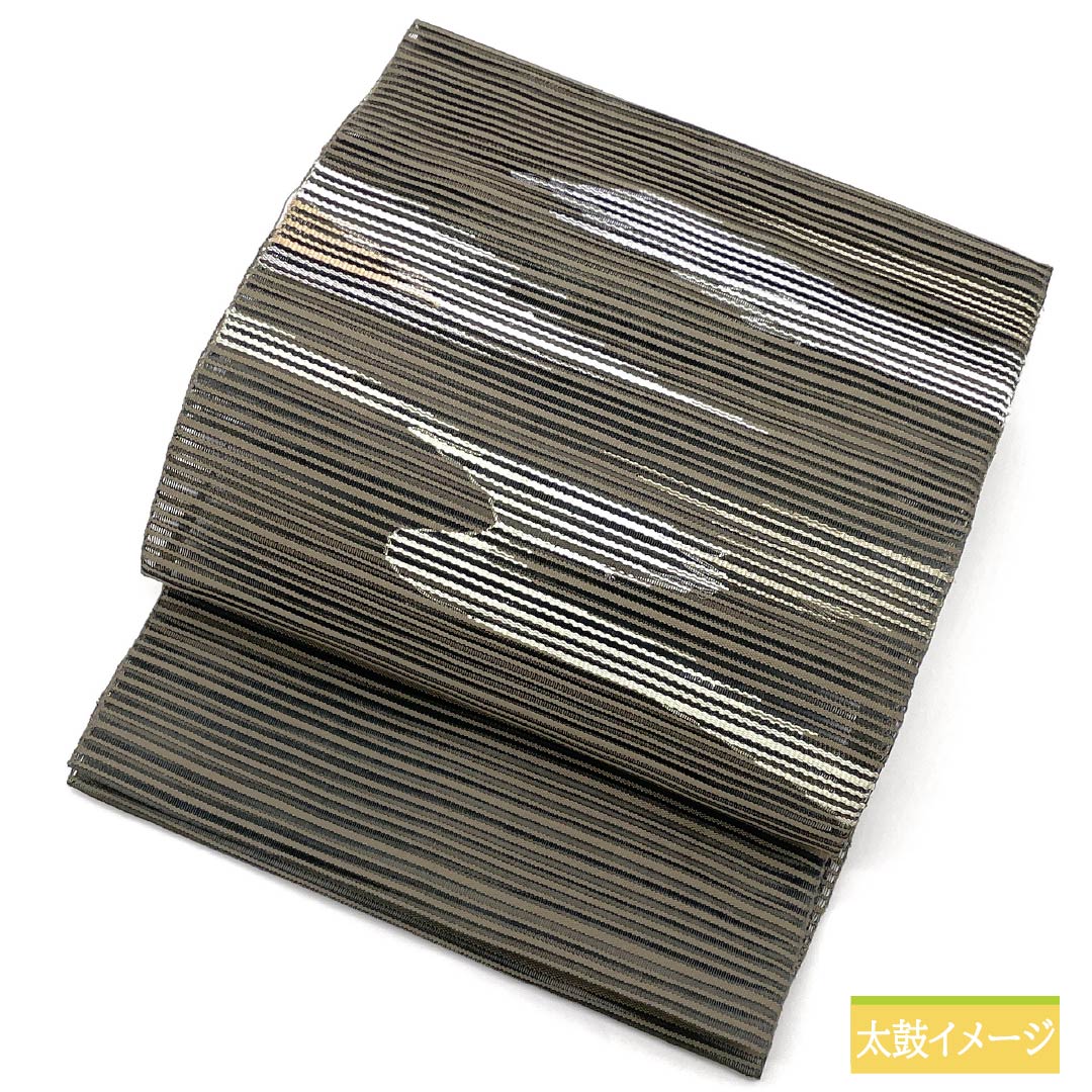 名古屋帯 絹鼠色(きぬねずいろ) 夏帯 かすみ すくい織 帯丈367cm 正絹 Sランク ポイント柄 カジュアル 茶系 1124008632314 松葉仕立て