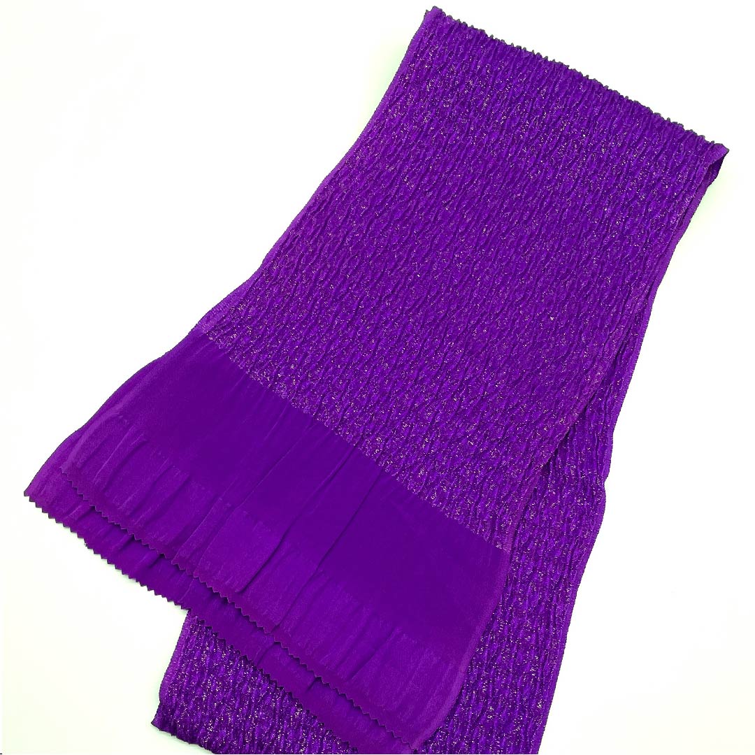 (新古品) 帯揚げ 正絹 フォーマル 赤紫色(あかむらさきいろ) 金糸使用 ふくれ織 振袖用 長さ約168cm 幅約21.5cm Sランク 紫系 1136000022920