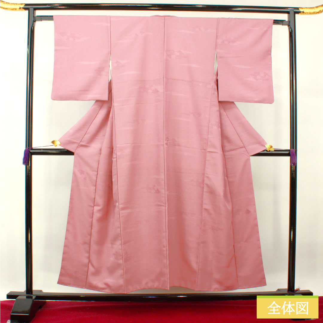 Plain color, polyester, length 151cm, sleeve length 61.5cm, Bijinsai color, washable kimono, auspicious motif, lined, B rank, purple, 1114001274220