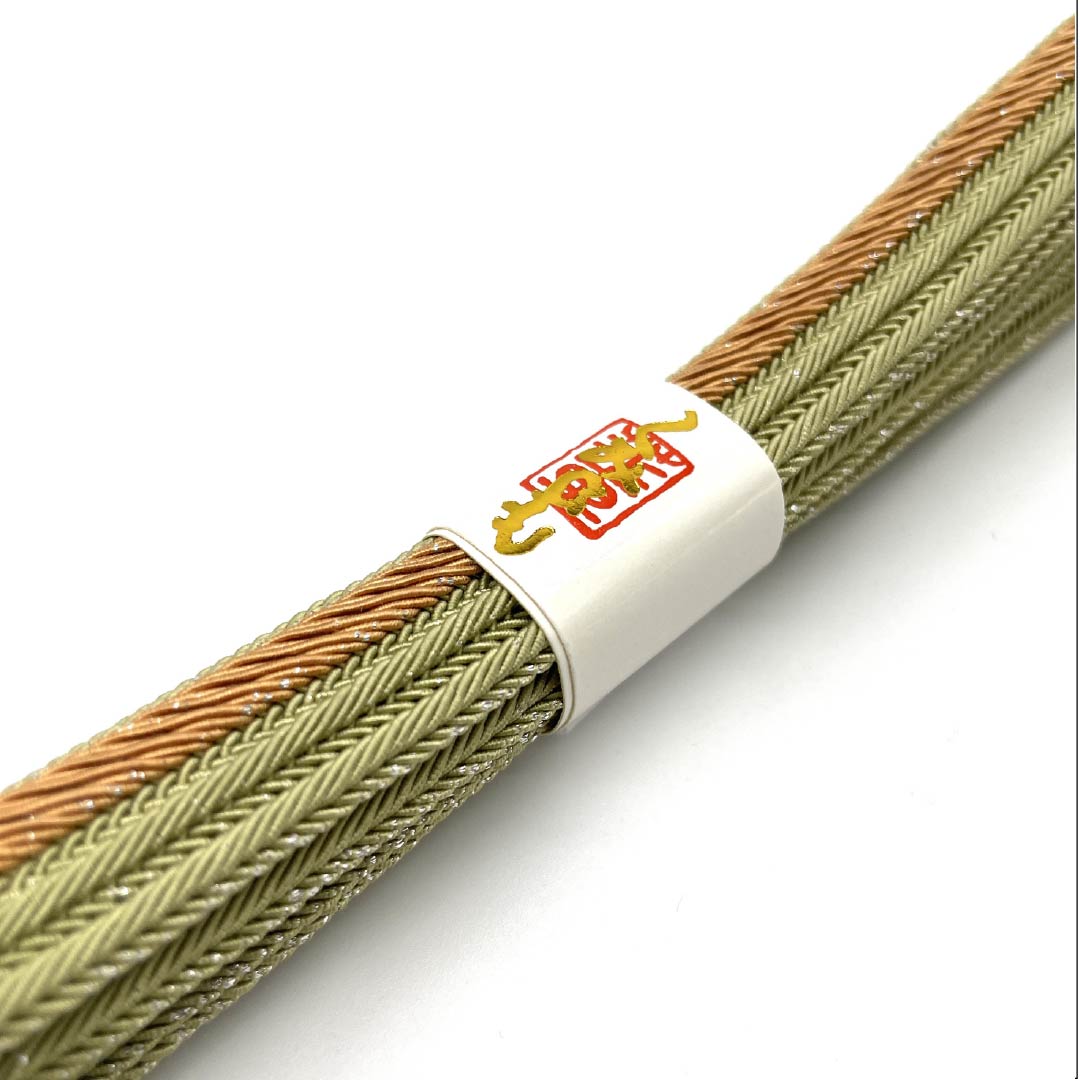 帯締め 正絹 四分紐 浅青朽葉色(うすあおくちばいろ) バイカラー 夏用 単衣用 長さ約163cm 幅約1.5cm セミフォーマル Sランク 緑系 1135003192319