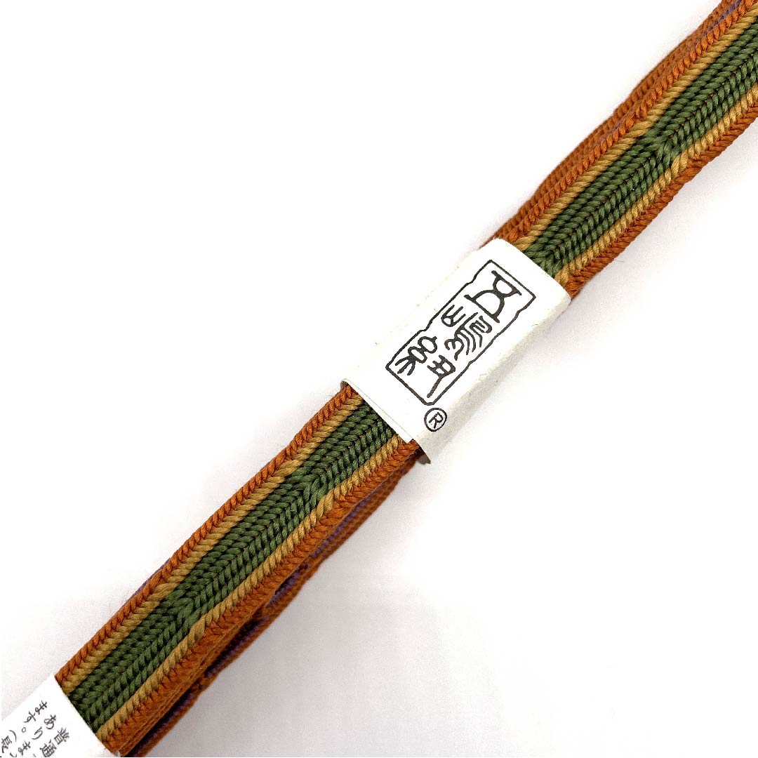 (New old stock) Obi-jime (belt fastener) made of pure silk, quarter-length cord, blue-red color, Goshima cord, Edo-kumihimo, long, length approx. 175cm, width approx. 1.5cm, casual, S rank, green, 1135000522919