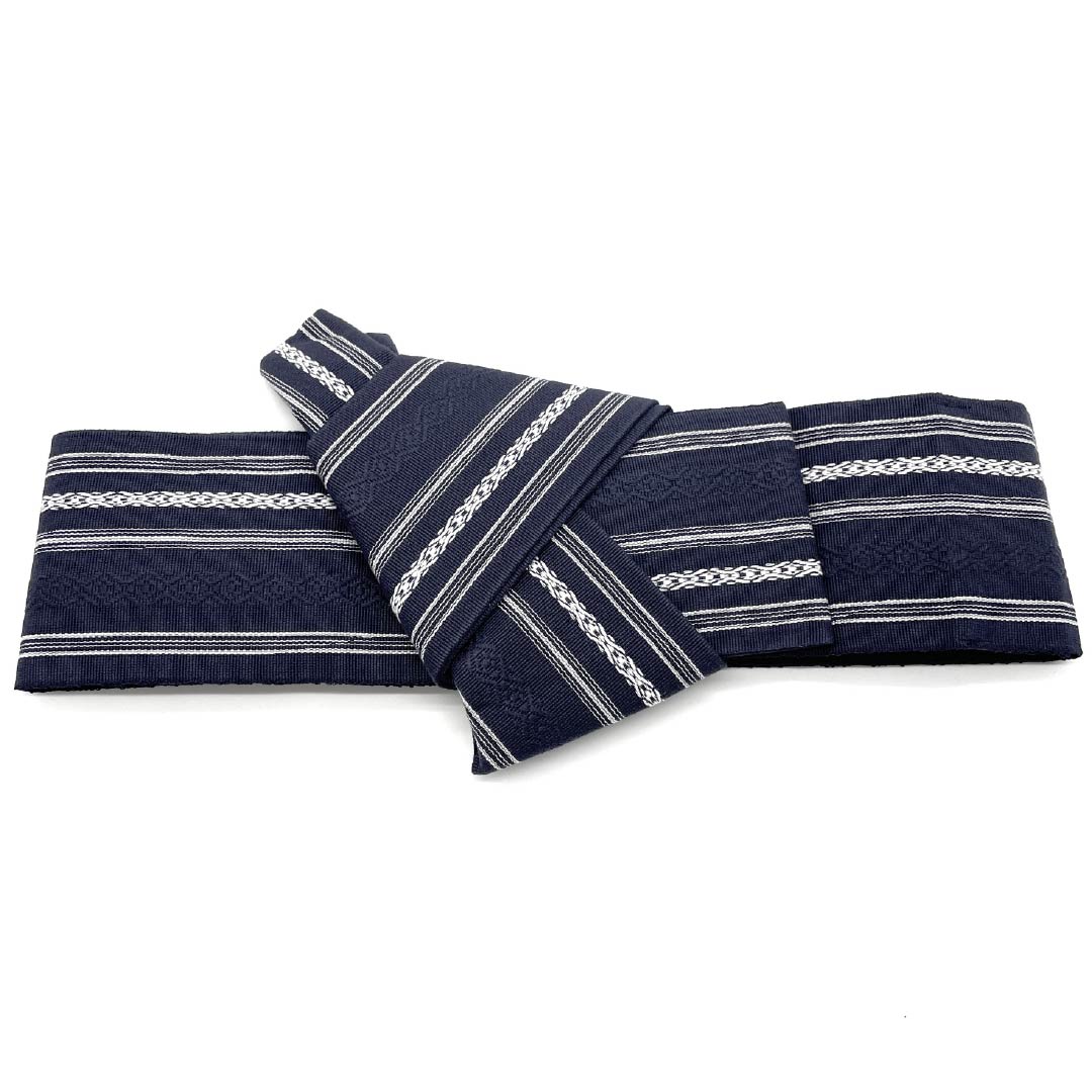 角帯 木綿 濃紺色(のうこんいろ) 献上柄 ワンタッチ角帯 マジックテープ 帯丈130cm 幅9.5cm Sランク 紺系 1134000402918