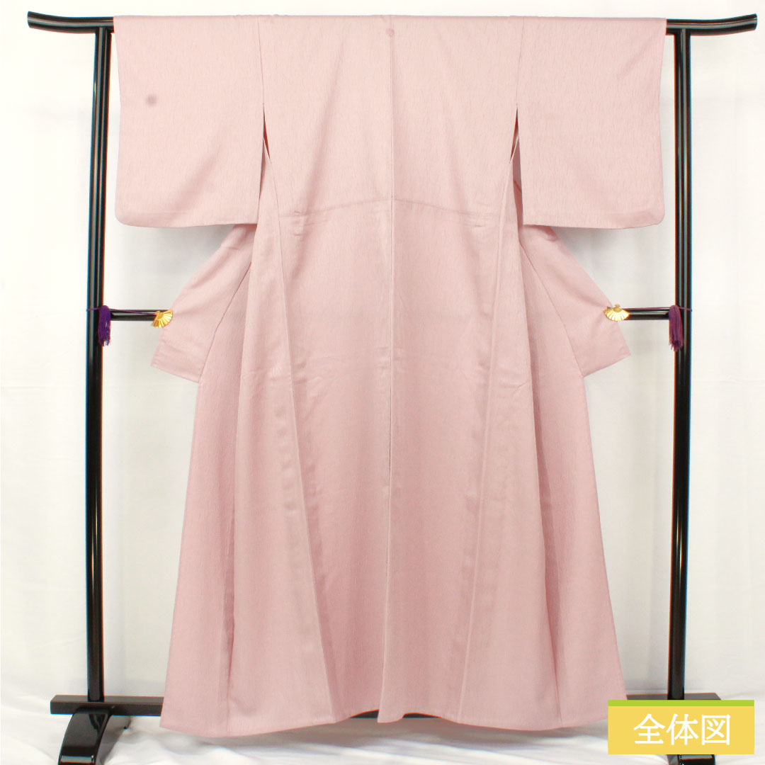 色無地 正絹 身丈159cm 裄丈63cm 葡萄色(えびいろ) 一つ紋 単衣 Sランク 紫系 1114001742320