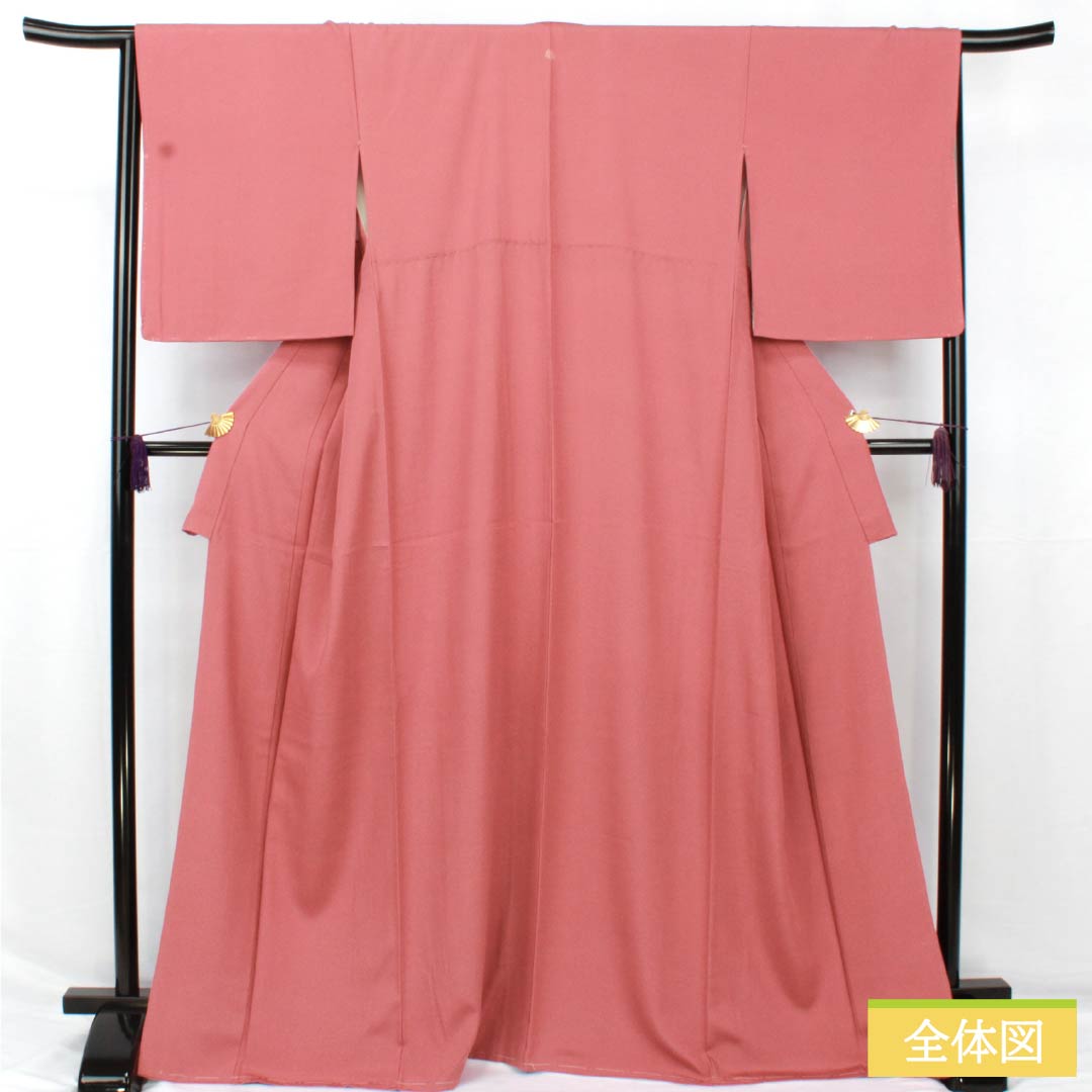 Komon, pure silk, length 167.5cm, sleeve length 66.5cm, lined, Choshun-iro (Choshu-iro), Edo Komon, one crest, ivy, with basting thread, S rank, pink, 1115004962513