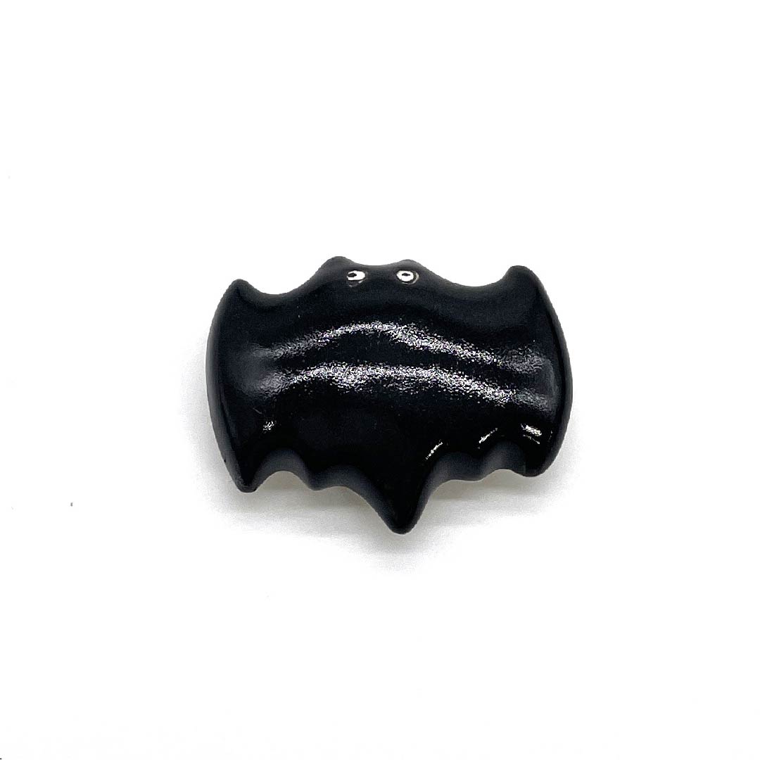 (New old stock) Obi fastener, ceramic, casual, black, ceramic, bat, animal, length approx. 3cm, width approx. 4.5cm, S rank, black, 1137000372910