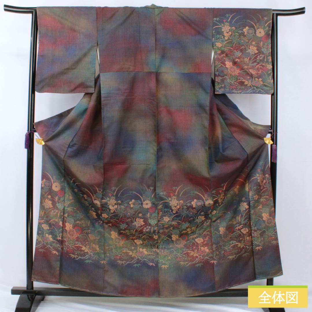 リサイクル着物】訪問着 正絹 Sランク 袷 身丈161cm 裄丈64cm 紬地