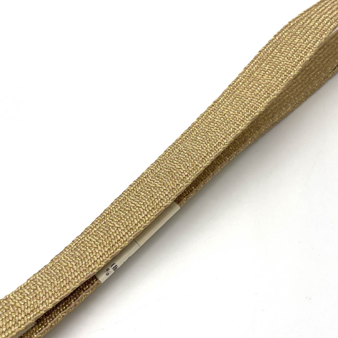 帯締め 平組 絹100% 柳色×ゴールド系 Mサイズ 金属糸使用 帯〆 正絹 フォーマル 和装小物 レディース 女性 雪輪 長さ163cm 新品 【キモノオフ野々市若松店】 紐の渡敬」正絹帯締め 誉組 ぼかし染め 5色【日本製】平組紐 淡色 お