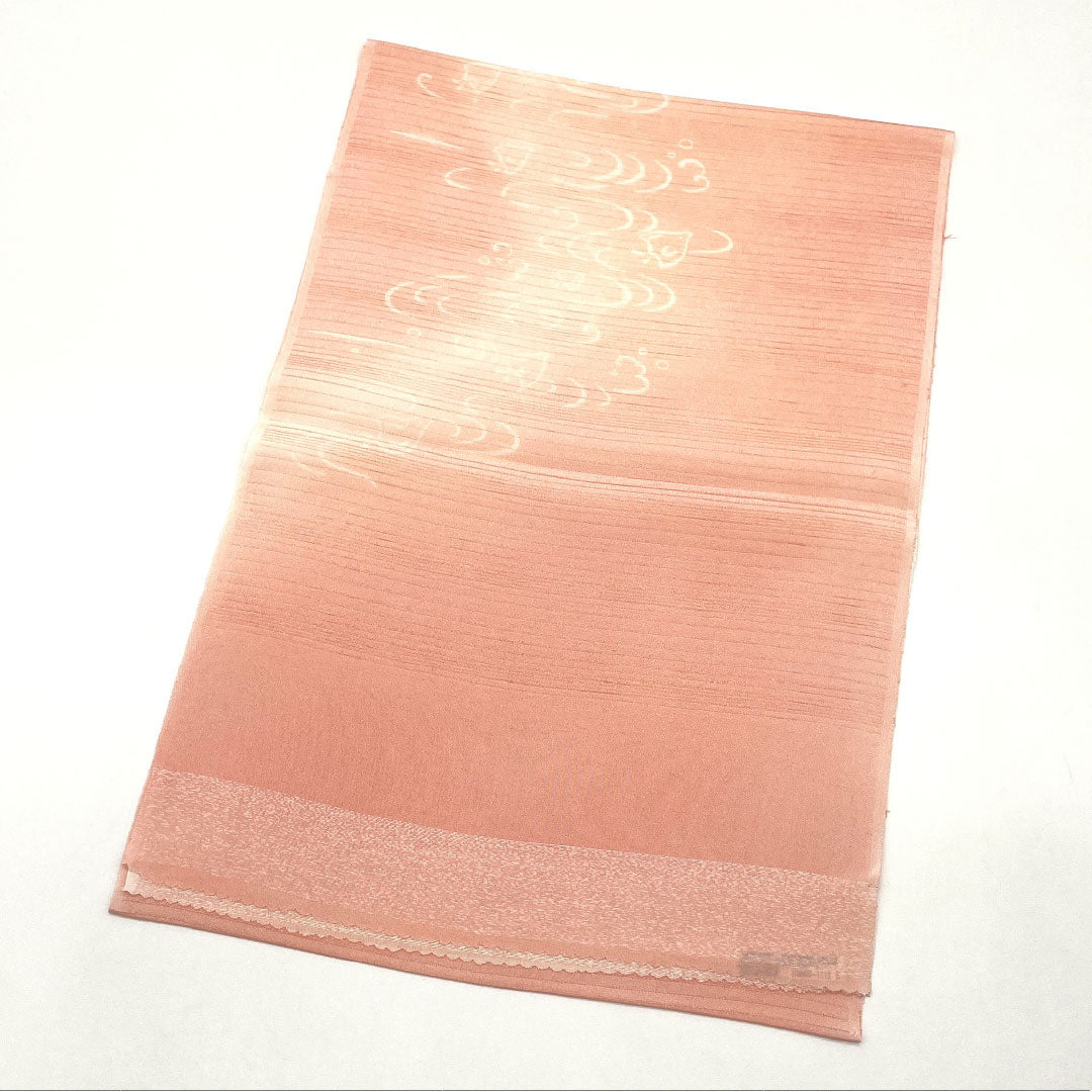 (新古品)帯揚げ 正絹 NEWランク セミフォーマル 乙女色(おとめいろ) 夏物 千鳥 流水 長さ約178cm 幅約30cm ピンク系 1136001571913