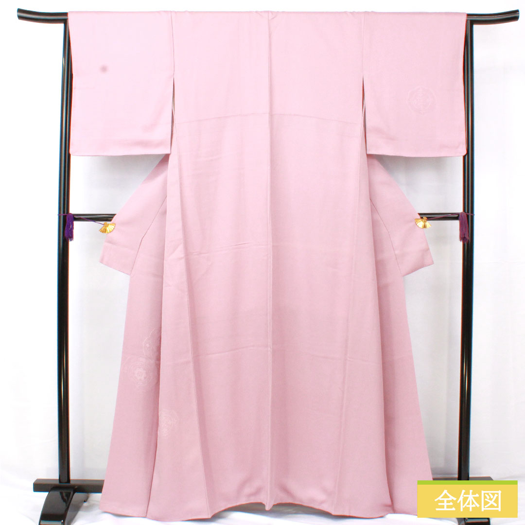 色無地 正絹 身丈163cm 裄丈67cm 帯紅色(たいこうしょく) 無地付下げ 銅鏡 しつけ糸付き 袷 Sランク 紫系 1114001832420