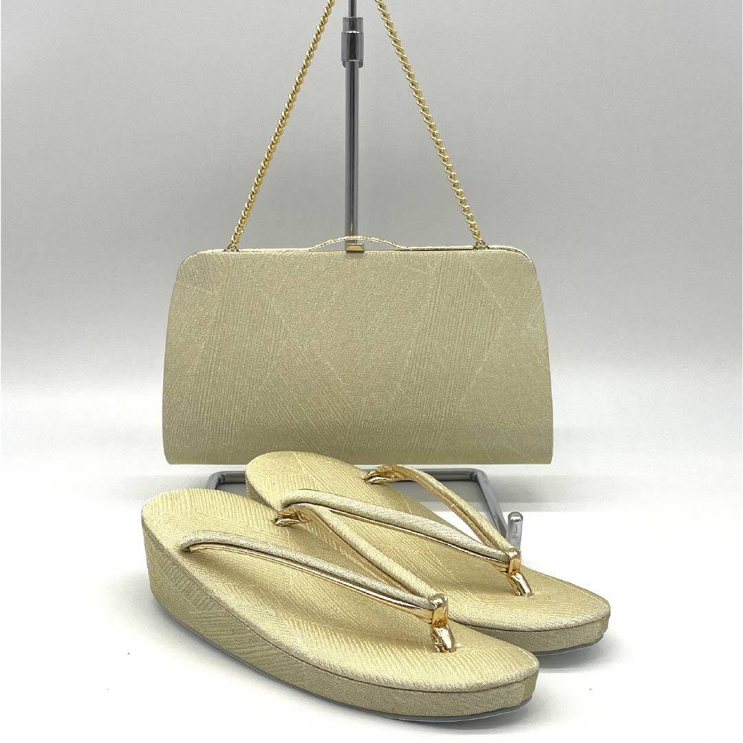 (新古品)草履バッグセット フォーマル Bランク 2way Mサイズ 金系 1133000274321