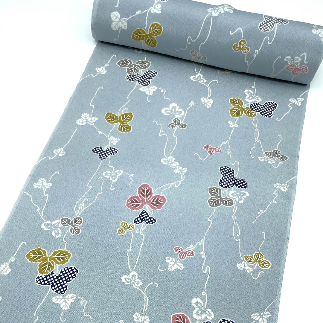 反物 小紋 正絹 水色鼠色(みずいろねずいろ) 浜ちりめん 栗山吉三郎 京紅型 NEWランク グレー系 1130001231922