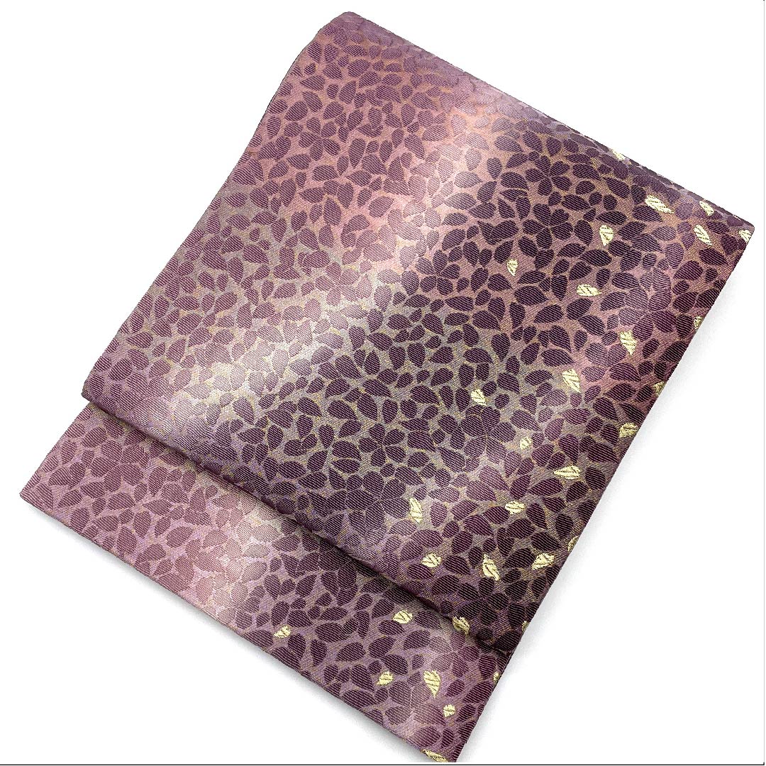 袋帯 半色(はしたいろ) 桜 花びら 金華山織 帯丈440cm 正絹 Sランク 六通 セミフォーマル 紫系 1123007542320