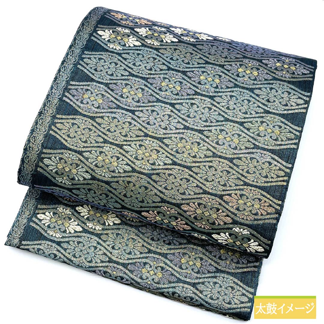 玉虫色風　正絹　絹　袋帯　美品　変色柄　美品　六通 リサイクル着物】袋帯 正絹 玉虫色（たまむしいろ） 波絹 正倉院名物裂